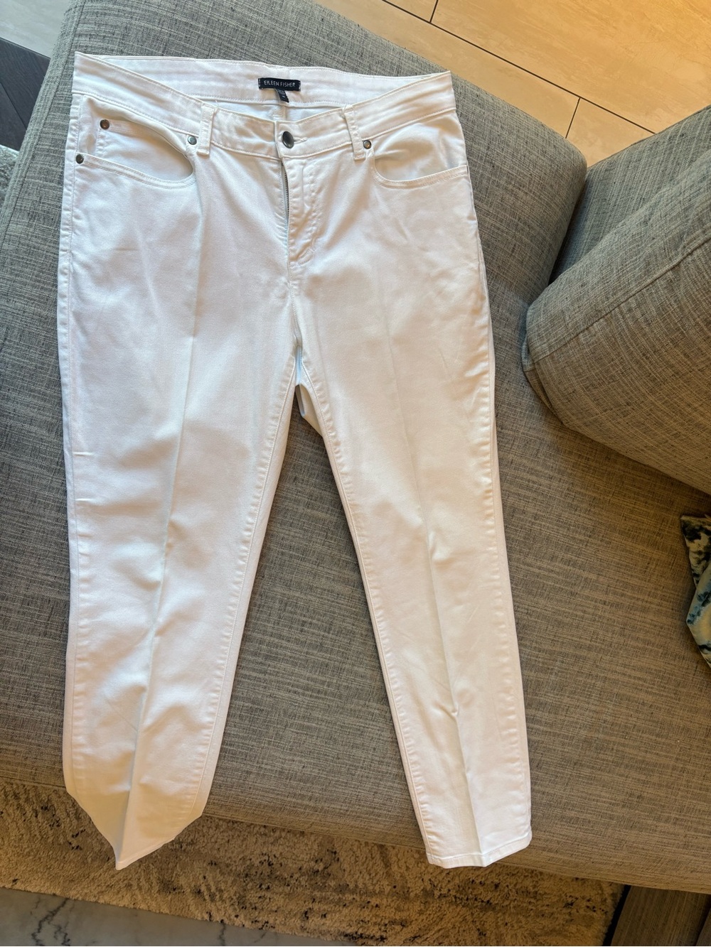 Eileen Fisher White Skinny Jeans Waist 10 Like New